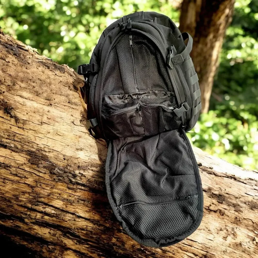 Condor Mission Pack Black Tactical Backpack MOLLE Travel Hiking Go-Bag 30L